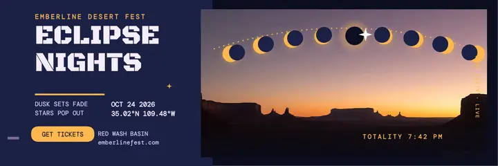 Emberline eclipse nights desert header: eclipse viewing party header template