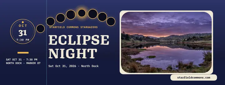 Starfield Commons eclipse lake viewing cover template