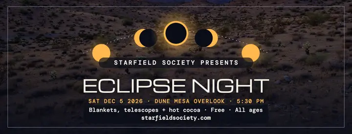 Starfield eclipse night desert cover template