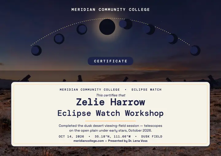 Eclipse Watch Workshop certificate template