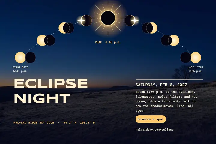Eclipse night at Halvard Ridge postcard template