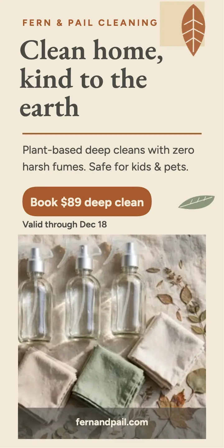 Fern and Pail non-toxic cleaning half page ad template