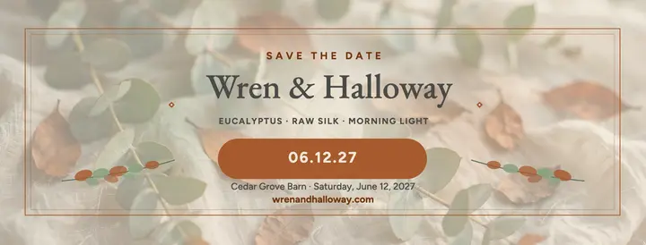Wren and Halloway botanical wedding cover: wedding facebook cover template