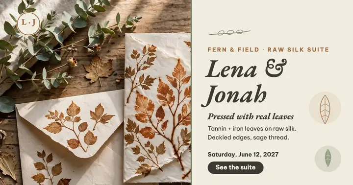 Lena and Jonah eco-print invitation post template