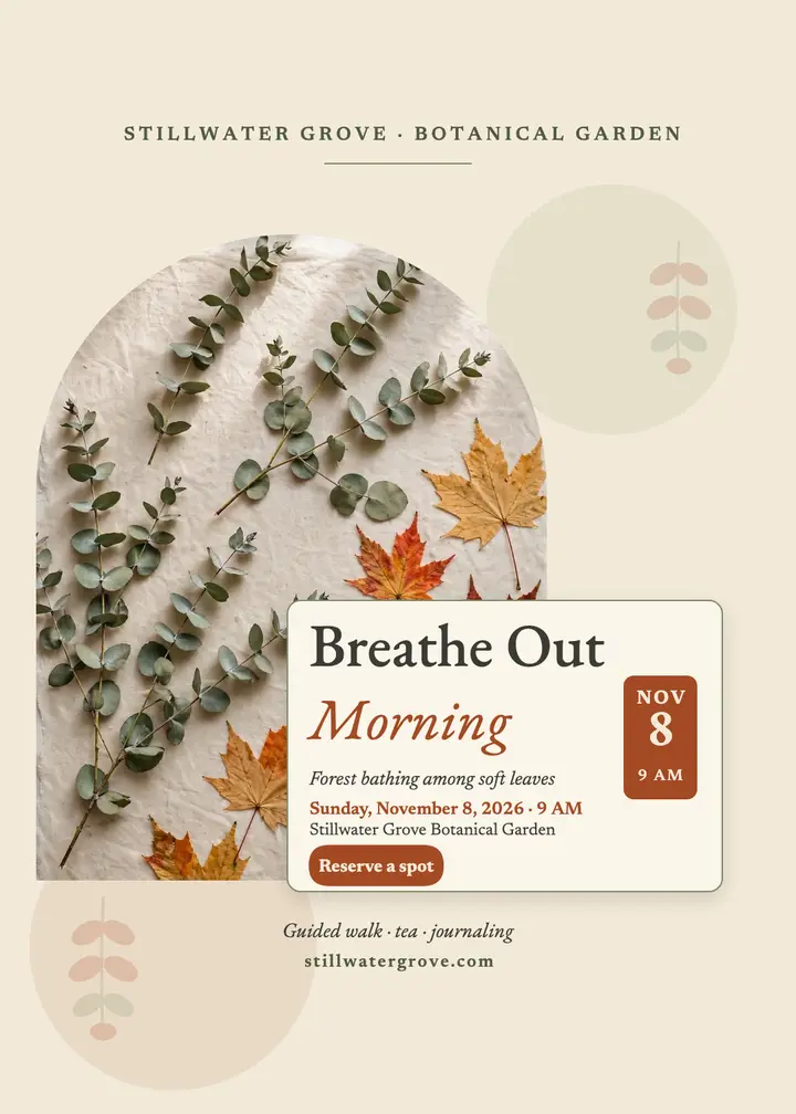 Breathe Out Morning forest bathing invitation template