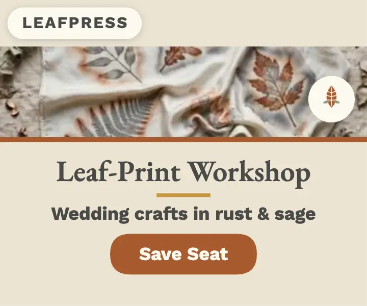 Leafpress leaf-print workshop rectangle ad: leaf print workshop ad template