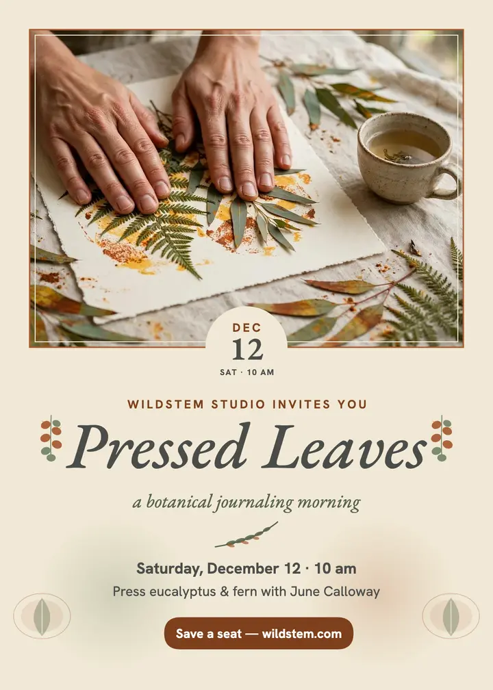Wildstem botanical journaling morning invitation template