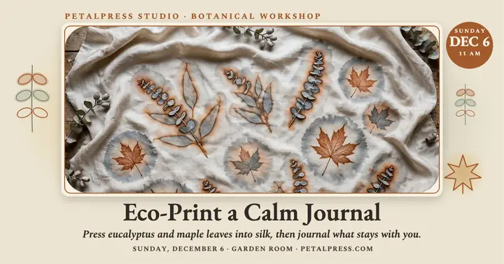 Petalpress eco-print journaling workshop post template