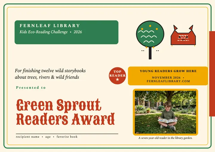 Green Sprout Readers Award certificate template