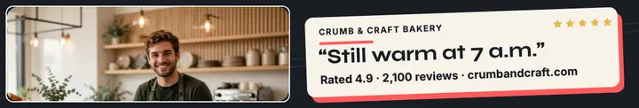 Crumb and Craft bakery review cover: bakery review linkedin cover template