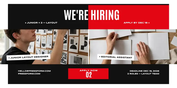 Pressform Studio junior hiring x post: hiring x post template