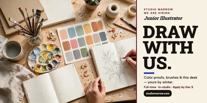 Studio Marrow junior illustrator hiring post template