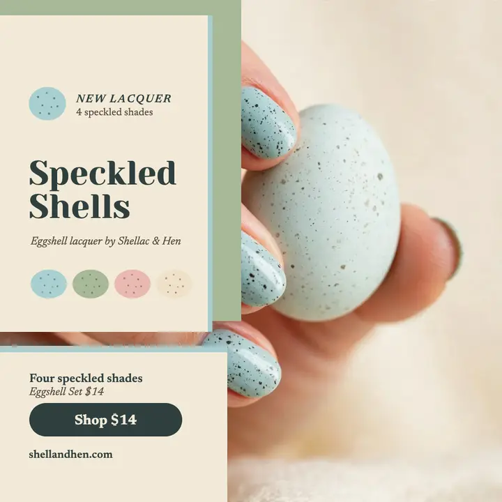 Shellac and Hen speckled shells post template