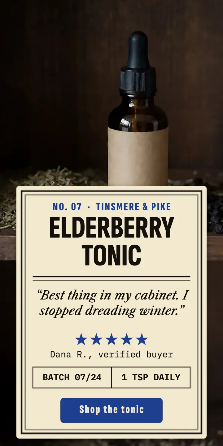 Elderberry tonic review ad, apothecary label template