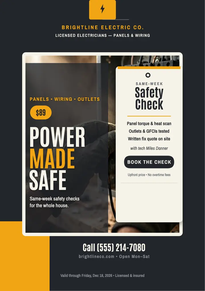 Brightline Electric safety check flyer template
