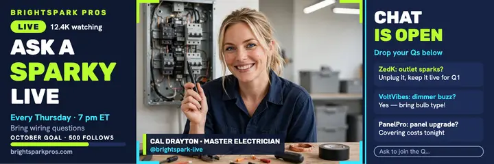 Brightspark live electrician Q&A header template
