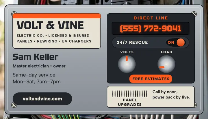 Volt and Vine panel business card template