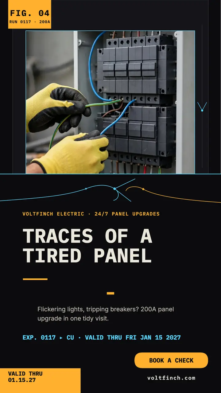 Voltfinch Electric panel upgrade particle story: electrician promo story template