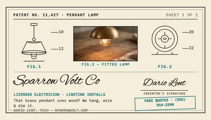 Sparrow Volt patent electrician card template