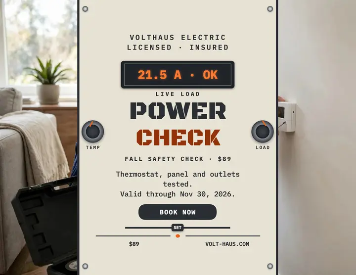 Volthaus Electric safety check panel flyer template