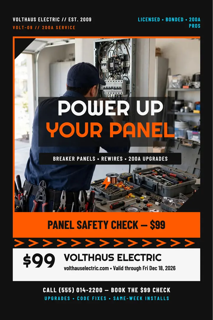 Volthaus Electric panel promo poster template