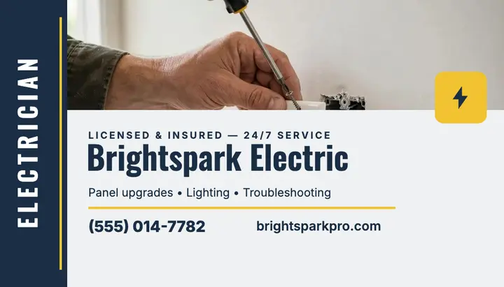 Brightspark Electric business card template