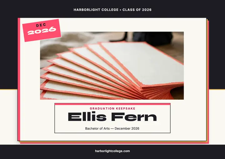 Ellis Fern grad keepsake certificate template