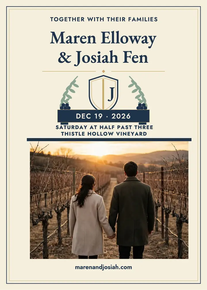Elloway Fen winter vineyard invitation template