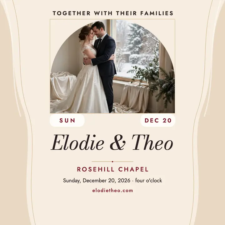 Elodie and Theo champagne satin wedding template