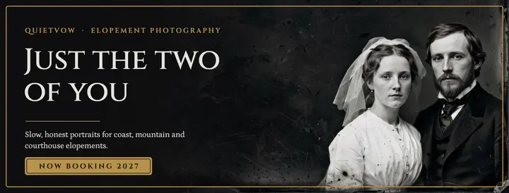 Elopement photographer cover, tintype portrait template