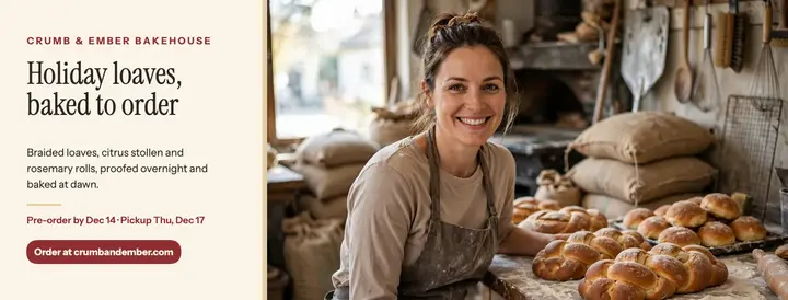 Crumb and Ember holiday loaves cover template