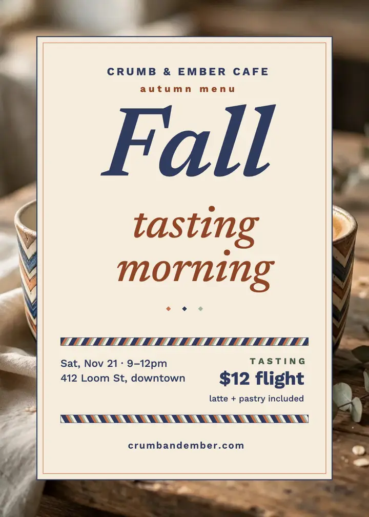 Crumb and Ember fall tasting invite template