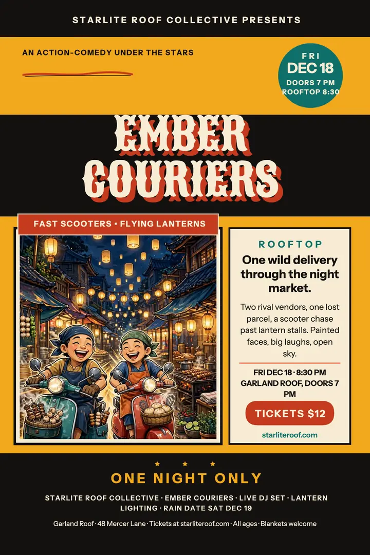 Ember Couriers rooftop screening painted poster template