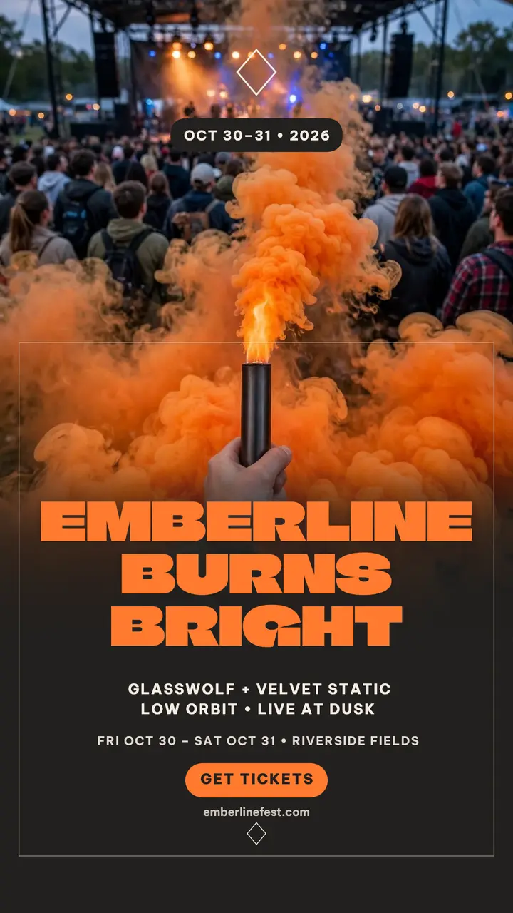 Emberline Fest fall headliner story: fall festival story template