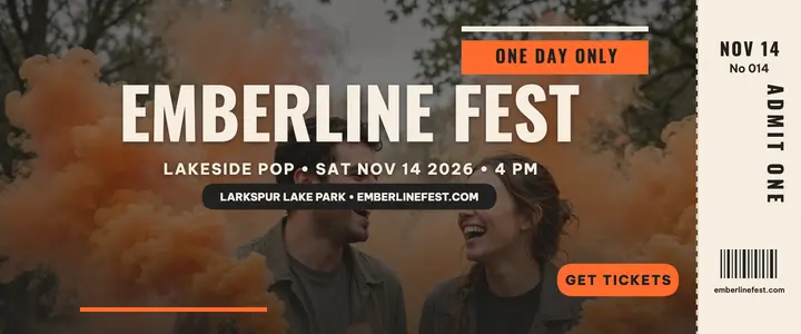 Emberline Fest lakeside ticket in smoke template