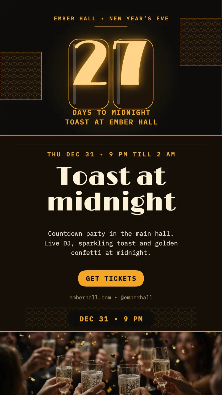 Countdown at Ember Hall New Year story template