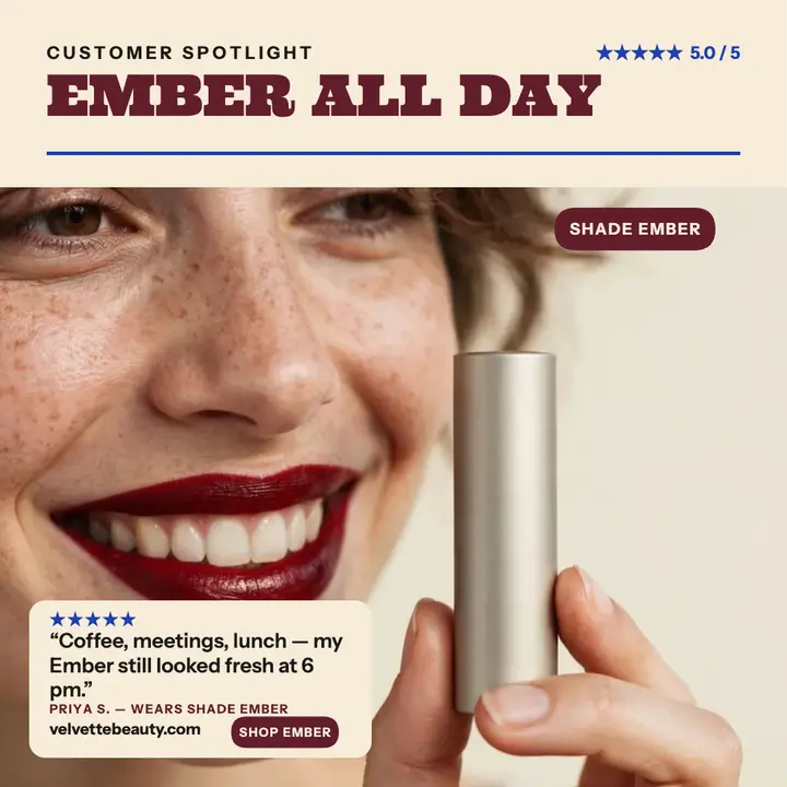 Velvette Ember lipstick review post template