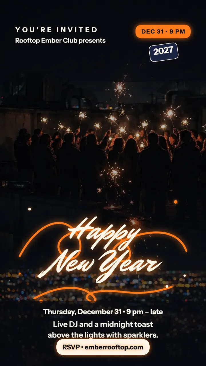 Rooftop Ember Club New Year story template