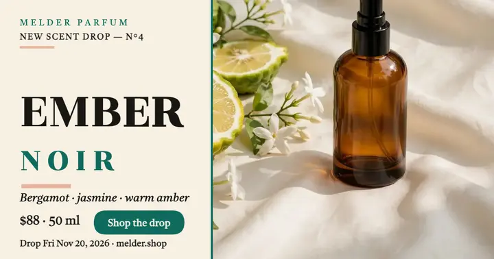 Melder Parfum Ember Noir launch post template