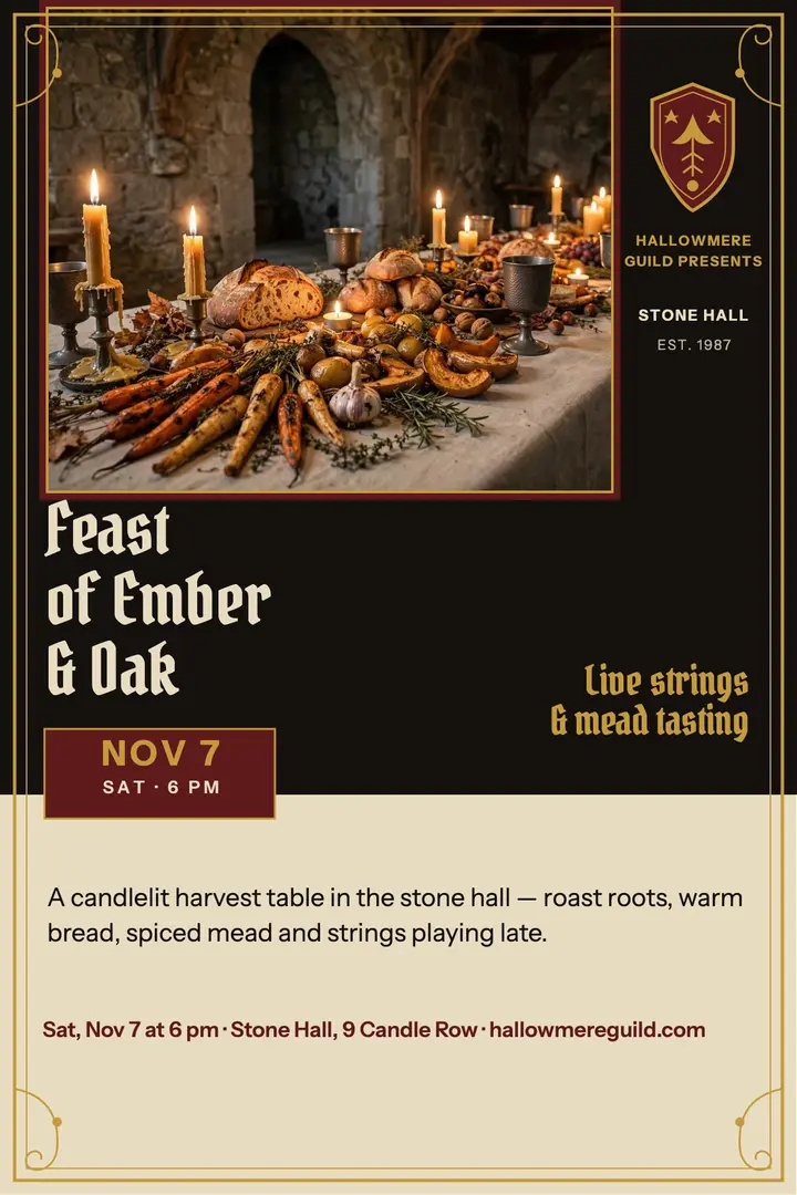 Feast of Ember and Oak harvest poster template