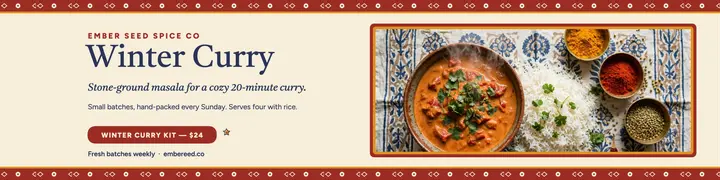 Ember Seed winter curry banner template