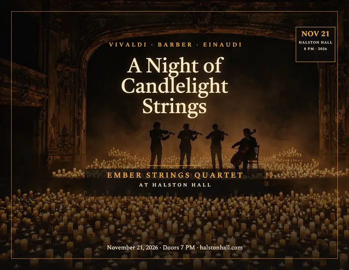 Ember Strings candlelit night flyer: candlelight concert flyer template