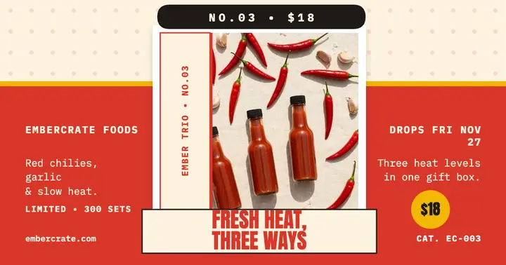 Embercrate hot sauce trio obi launch: hot sauce launch post template
