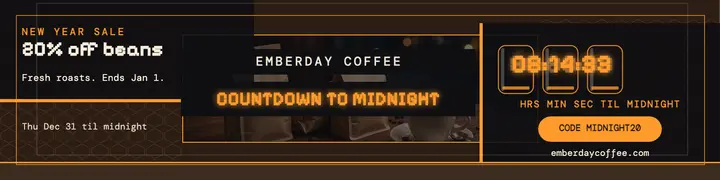 Emberday New Year countdown banner: new year countdown banner template