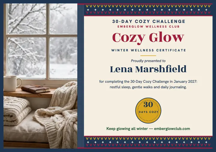 Emberglow Cozy Challenge certificate template