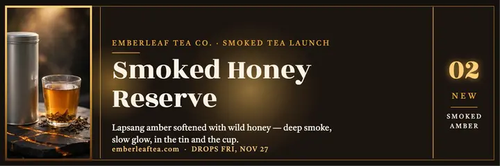 Emberleaf smoked honey tea launch header template