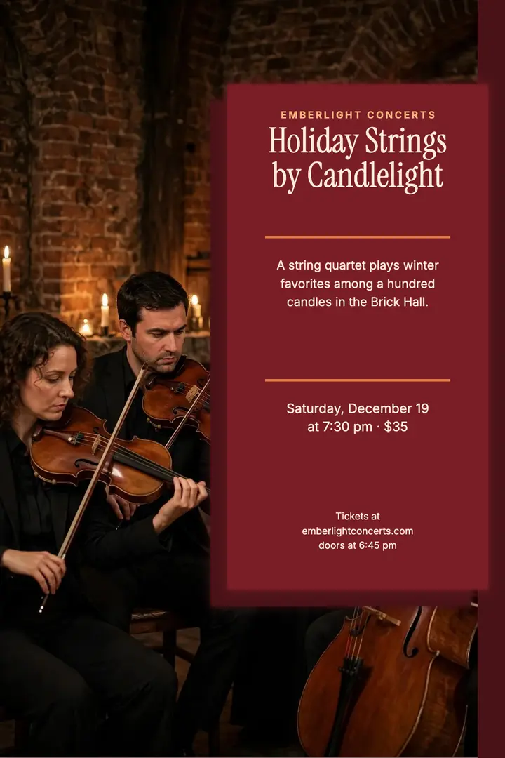 Emberlight Holiday Strings candlelight poster template