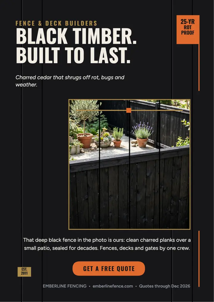 Emberline charred fence flyer template