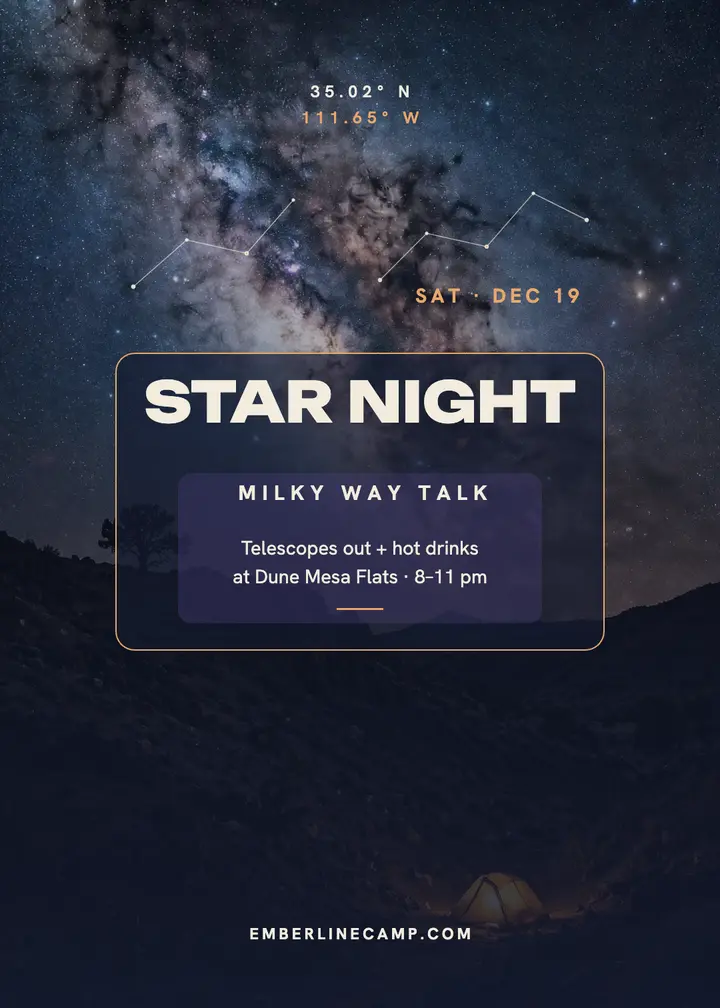 Emberline Camp star night invite template