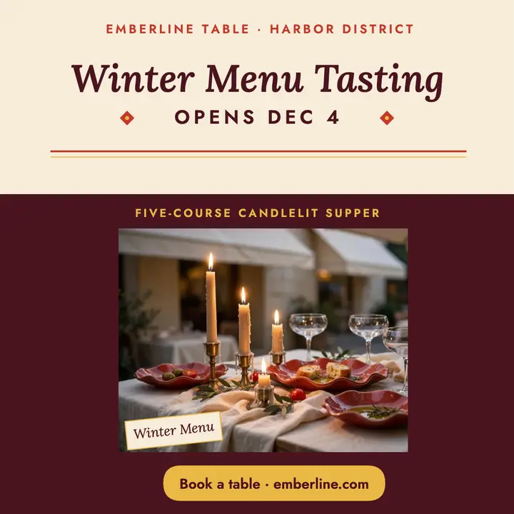 Emberline Table winter menu launch post template